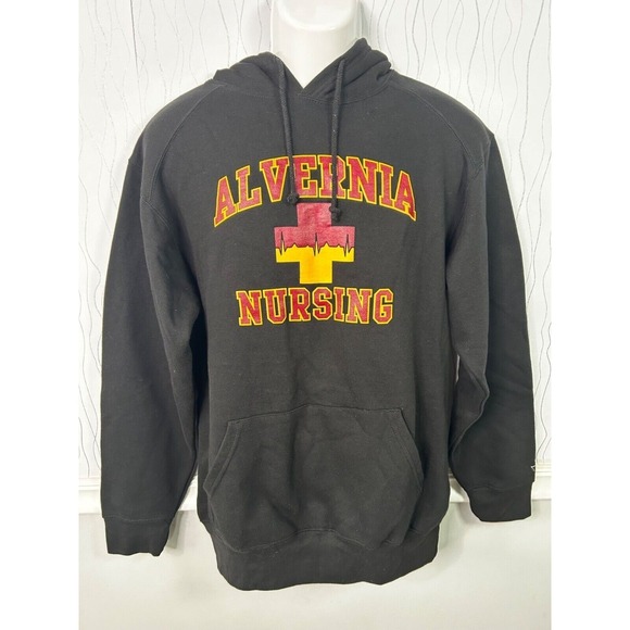 Badger Sport Alvernia Nursing‎ Hoodie Black Red Yellow Pullover Sweatshirt  M - Picture 1 of 8
